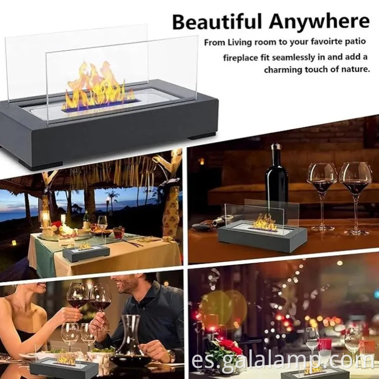 Luz de mesa de chimenea de bioetanol sin lámpara de requisito de ventilación